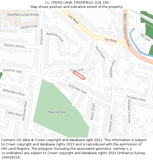 11, CROSS LANE, DRONFIELD, S18 1SH: Location map and indicative extent of plot