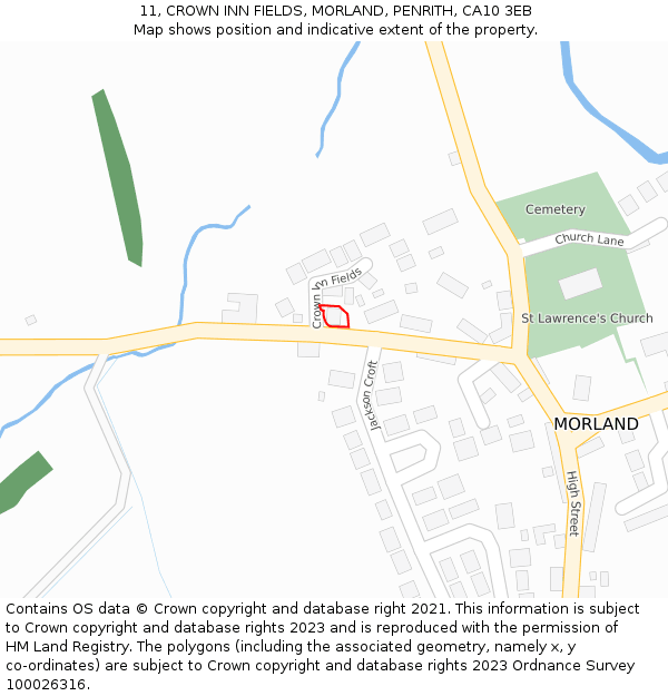 11, CROWN INN FIELDS, MORLAND, PENRITH, CA10 3EB: Location map and indicative extent of plot