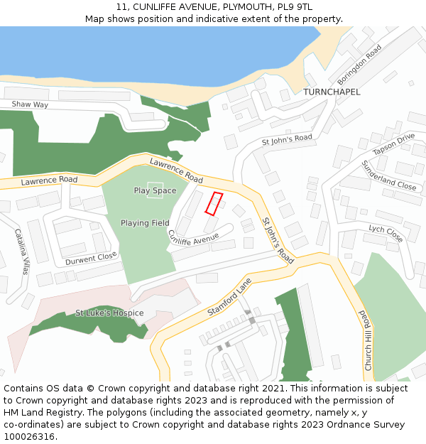 11, CUNLIFFE AVENUE, PLYMOUTH, PL9 9TL: Location map and indicative extent of plot