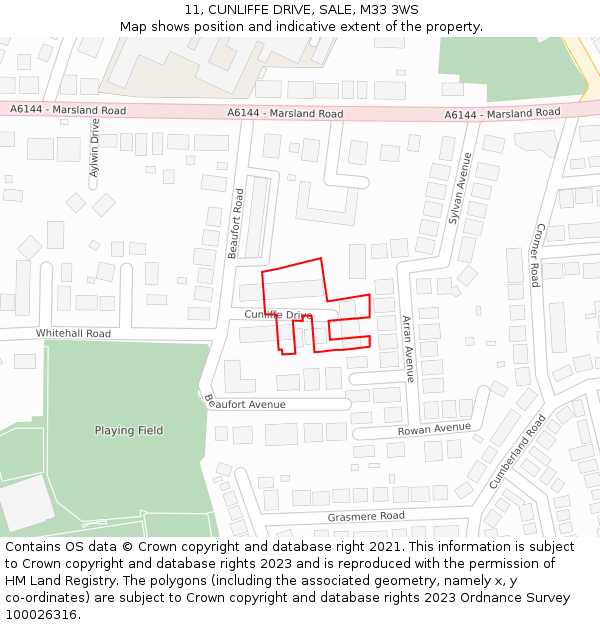 11, CUNLIFFE DRIVE, SALE, M33 3WS: Location map and indicative extent of plot