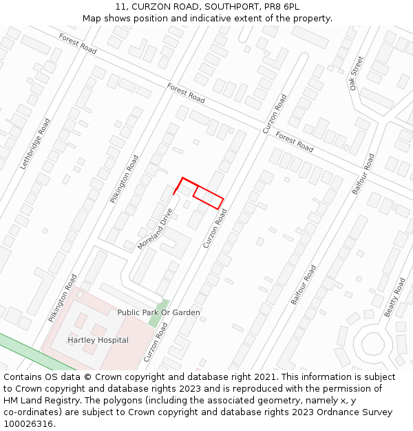 11, CURZON ROAD, SOUTHPORT, PR8 6PL: Location map and indicative extent of plot