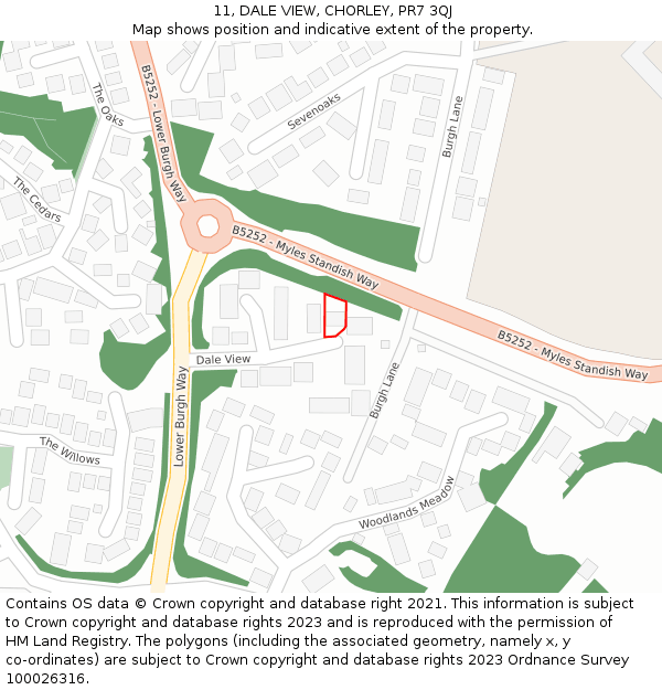 11, DALE VIEW, CHORLEY, PR7 3QJ: Location map and indicative extent of plot