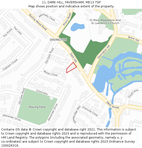 11, DARK HILL, FAVERSHAM, ME13 7SP: Location map and indicative extent of plot