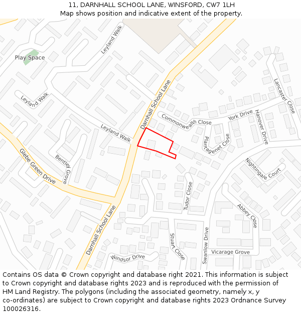 11, DARNHALL SCHOOL LANE, WINSFORD, CW7 1LH: Location map and indicative extent of plot