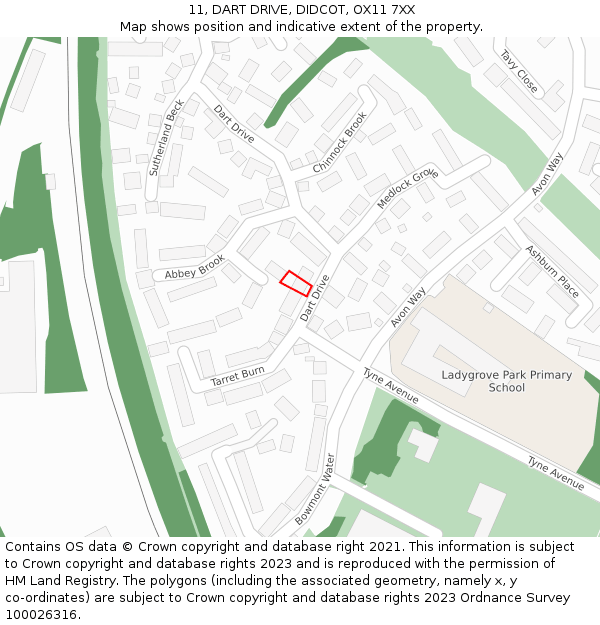 11, DART DRIVE, DIDCOT, OX11 7XX: Location map and indicative extent of plot