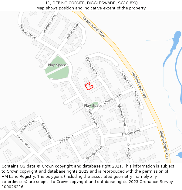 11, DERING CORNER, BIGGLESWADE, SG18 8XQ: Location map and indicative extent of plot