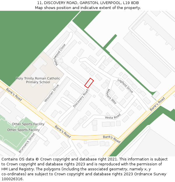 11, DISCOVERY ROAD, GARSTON, LIVERPOOL, L19 8DB: Location map and indicative extent of plot