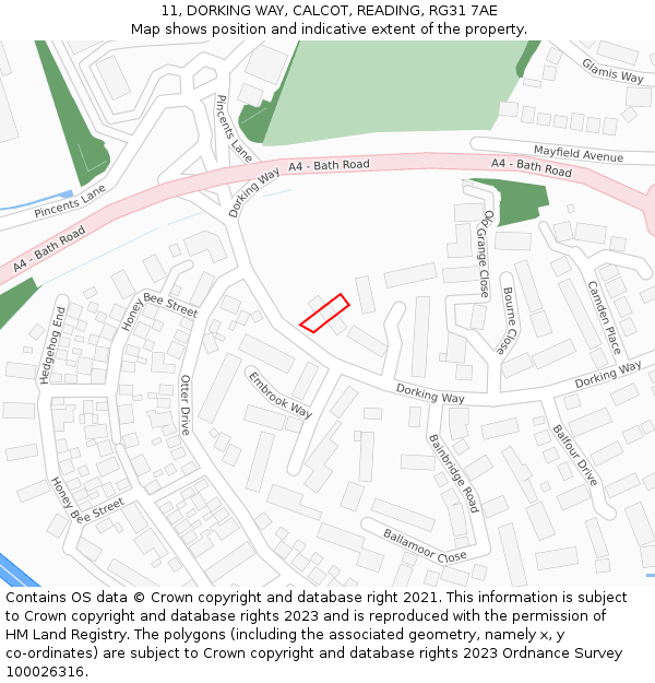 11, DORKING WAY, CALCOT, READING, RG31 7AE: Location map and indicative extent of plot