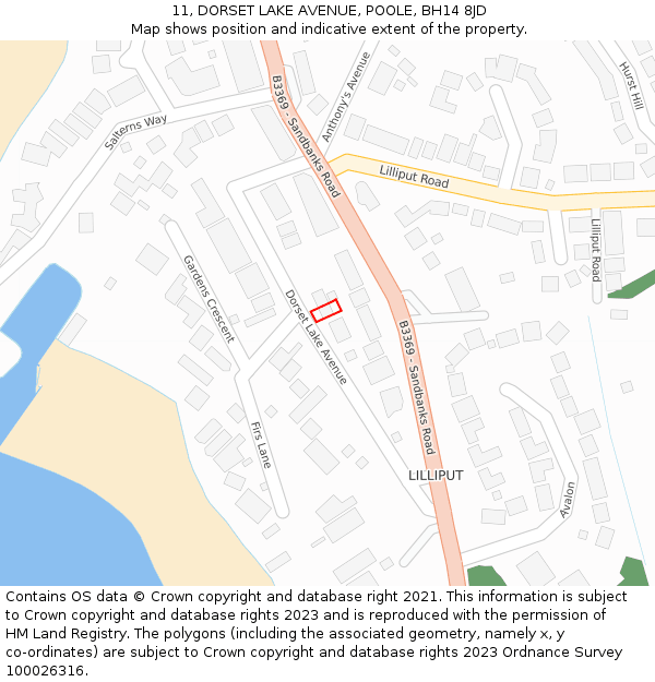 11, DORSET LAKE AVENUE, POOLE, BH14 8JD: Location map and indicative extent of plot