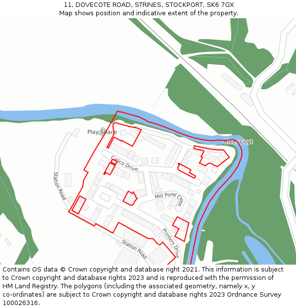 11, DOVECOTE ROAD, STRINES, STOCKPORT, SK6 7GX: Location map and indicative extent of plot