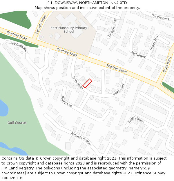 11, DOWNSWAY, NORTHAMPTON, NN4 0TD: Location map and indicative extent of plot