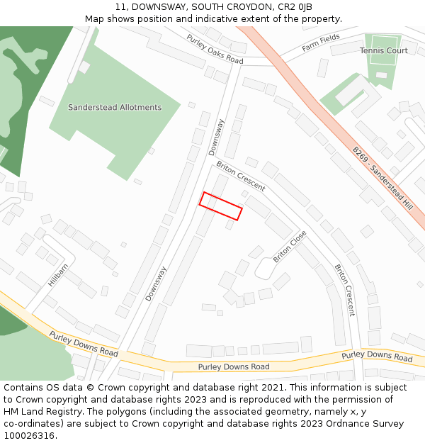 11, DOWNSWAY, SOUTH CROYDON, CR2 0JB: Location map and indicative extent of plot