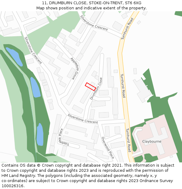 11, DRUMBURN CLOSE, STOKE-ON-TRENT, ST6 6XG: Location map and indicative extent of plot