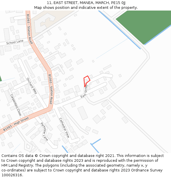 11, EAST STREET, MANEA, MARCH, PE15 0JJ: Location map and indicative extent of plot