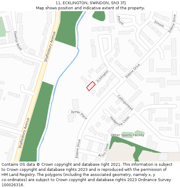 11, ECKLINGTON, SWINDON, SN3 3TJ: Location map and indicative extent of plot