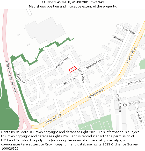 11, EDEN AVENUE, WINSFORD, CW7 3AS: Location map and indicative extent of plot
