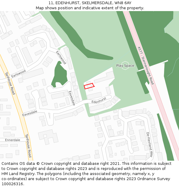 11, EDENHURST, SKELMERSDALE, WN8 6AY: Location map and indicative extent of plot