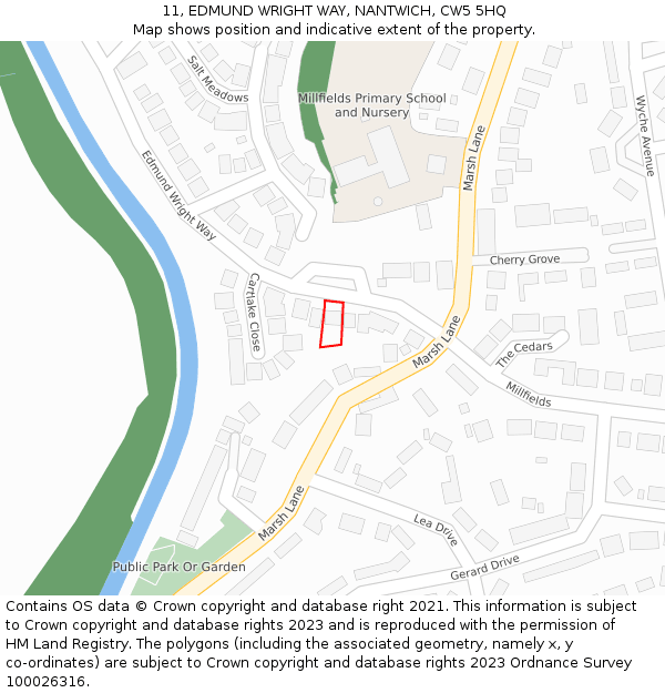 11, EDMUND WRIGHT WAY, NANTWICH, CW5 5HQ: Location map and indicative extent of plot