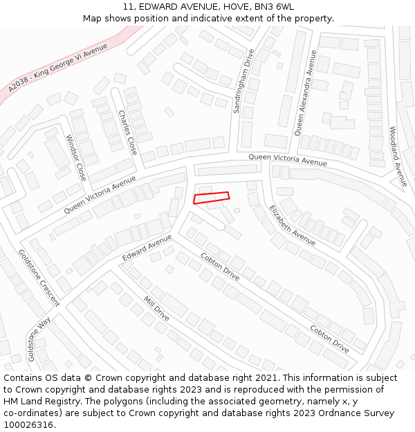 11, EDWARD AVENUE, HOVE, BN3 6WL: Location map and indicative extent of plot