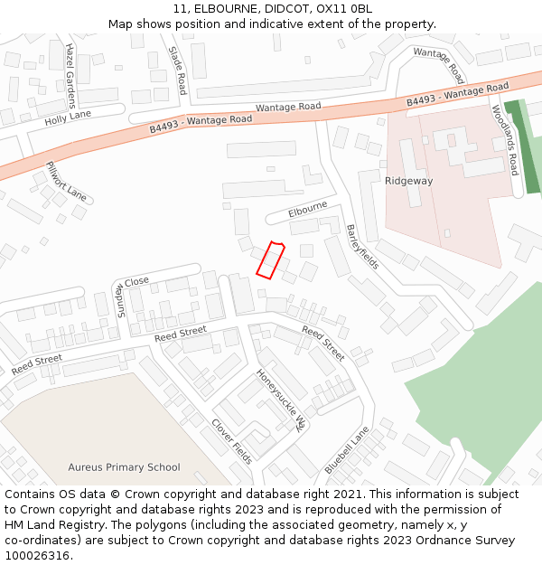 11, ELBOURNE, DIDCOT, OX11 0BL: Location map and indicative extent of plot