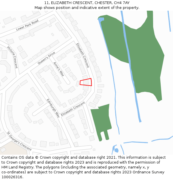 11, ELIZABETH CRESCENT, CHESTER, CH4 7AY: Location map and indicative extent of plot