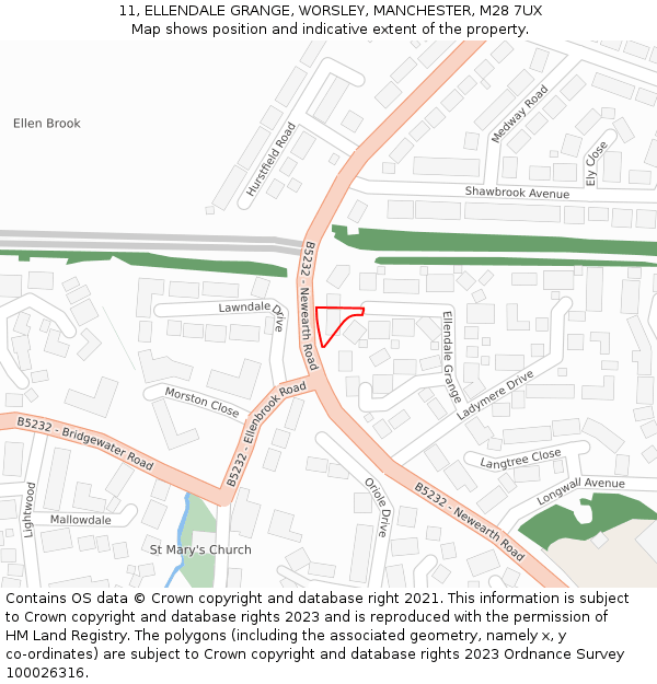 11, ELLENDALE GRANGE, WORSLEY, MANCHESTER, M28 7UX: Location map and indicative extent of plot