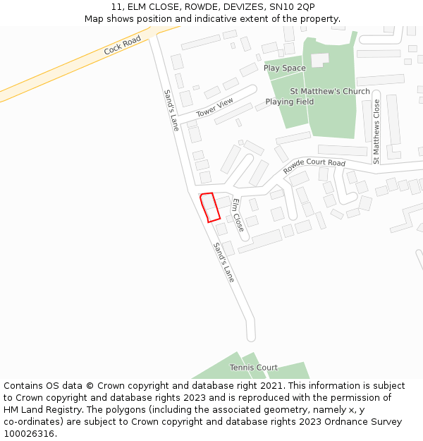 11, ELM CLOSE, ROWDE, DEVIZES, SN10 2QP: Location map and indicative extent of plot