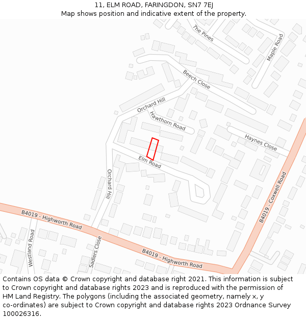 11, ELM ROAD, FARINGDON, SN7 7EJ: Location map and indicative extent of plot