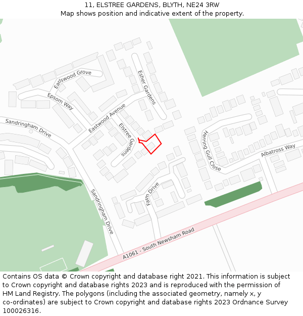 11, ELSTREE GARDENS, BLYTH, NE24 3RW: Location map and indicative extent of plot