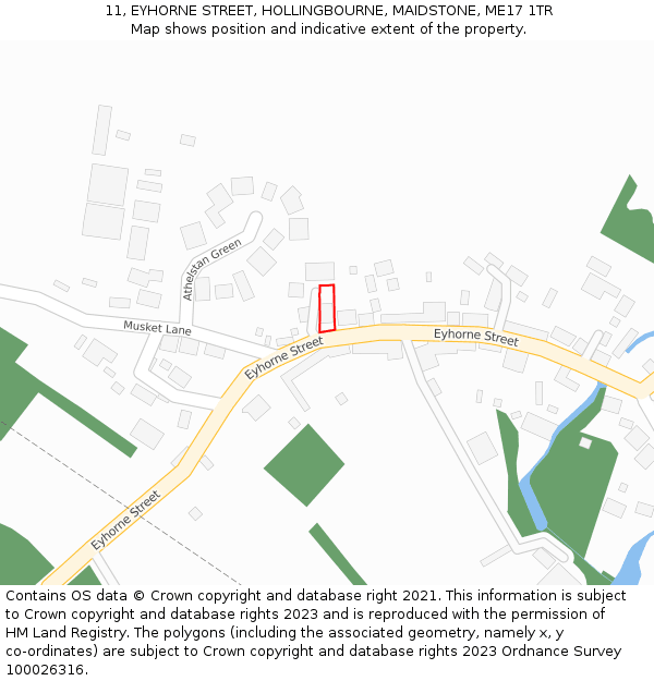 11, EYHORNE STREET, HOLLINGBOURNE, MAIDSTONE, ME17 1TR: Location map and indicative extent of plot