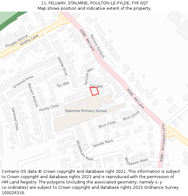 11, FELLWAY, STALMINE, POULTON-LE-FYLDE, FY6 0QT: Location map and indicative extent of plot