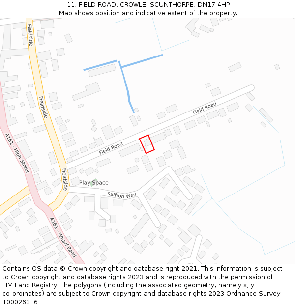 11, FIELD ROAD, CROWLE, SCUNTHORPE, DN17 4HP: Location map and indicative extent of plot