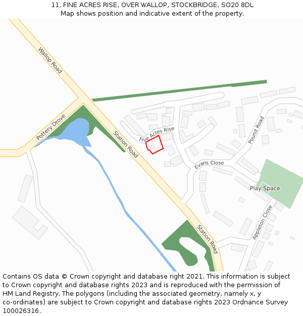 11, FINE ACRES RISE, OVER WALLOP, STOCKBRIDGE, SO20 8DL: Location map and indicative extent of plot