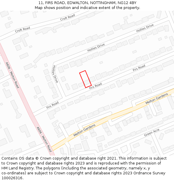 11, FIRS ROAD, EDWALTON, NOTTINGHAM, NG12 4BY: Location map and indicative extent of plot