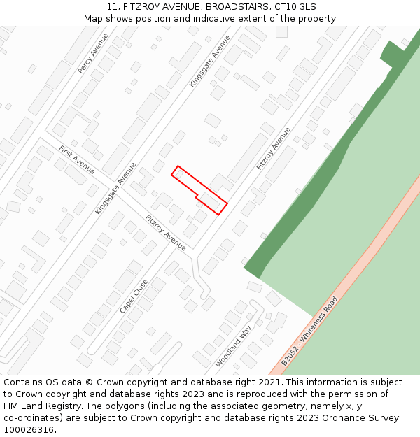 11, FITZROY AVENUE, BROADSTAIRS, CT10 3LS: Location map and indicative extent of plot