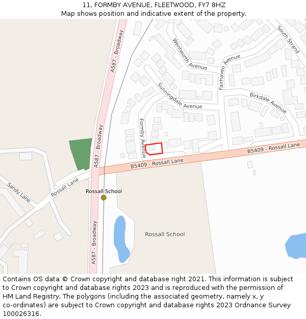 11, FORMBY AVENUE, FLEETWOOD, FY7 8HZ: Location map and indicative extent of plot