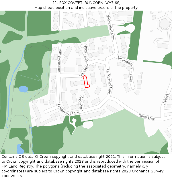 11, FOX COVERT, RUNCORN, WA7 6SJ: Location map and indicative extent of plot