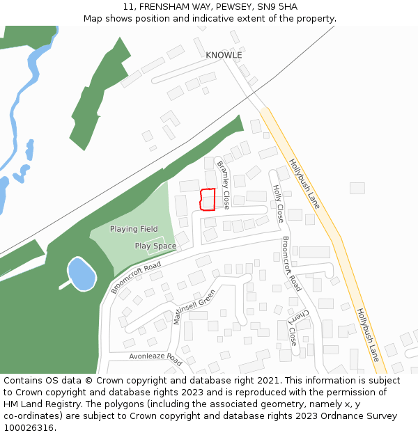 11, FRENSHAM WAY, PEWSEY, SN9 5HA: Location map and indicative extent of plot