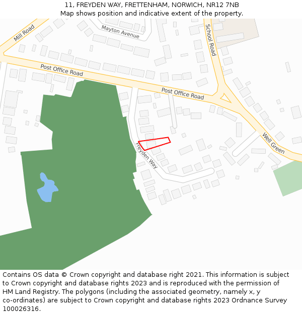 11, FREYDEN WAY, FRETTENHAM, NORWICH, NR12 7NB: Location map and indicative extent of plot