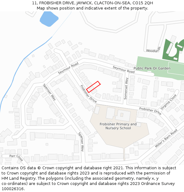 11, FROBISHER DRIVE, JAYWICK, CLACTON-ON-SEA, CO15 2QH: Location map and indicative extent of plot