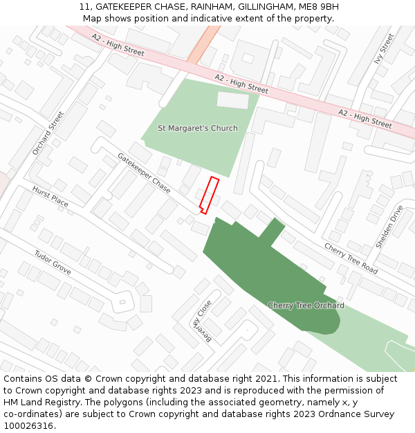 11, GATEKEEPER CHASE, RAINHAM, GILLINGHAM, ME8 9BH: Location map and indicative extent of plot
