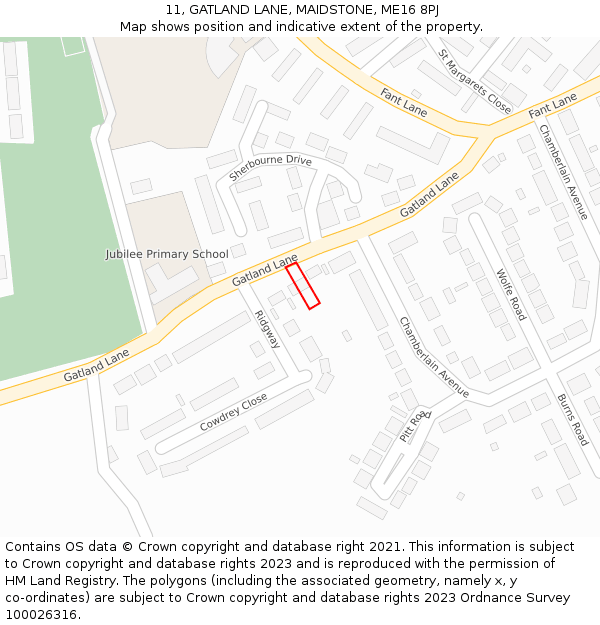 11, GATLAND LANE, MAIDSTONE, ME16 8PJ: Location map and indicative extent of plot