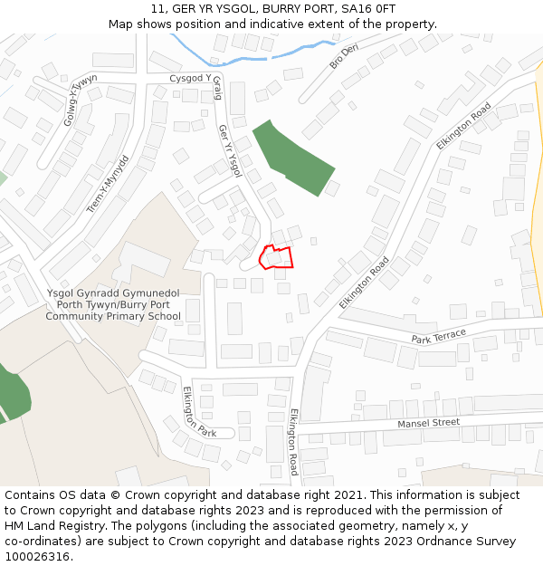 11, GER YR YSGOL, BURRY PORT, SA16 0FT: Location map and indicative extent of plot