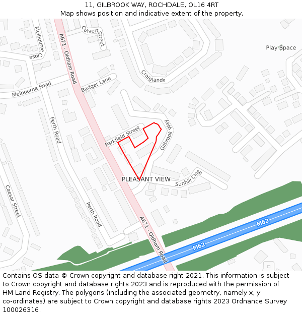 11, GILBROOK WAY, ROCHDALE, OL16 4RT: Location map and indicative extent of plot