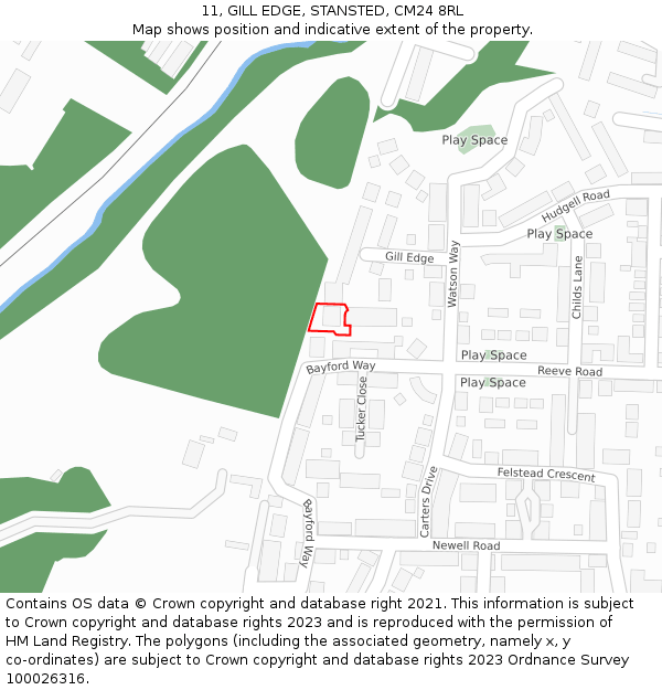 11, GILL EDGE, STANSTED, CM24 8RL: Location map and indicative extent of plot