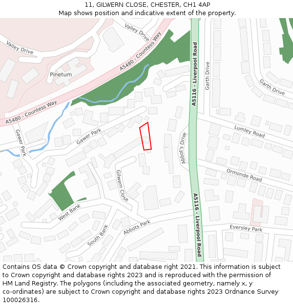 11, GILWERN CLOSE, CHESTER, CH1 4AP: Location map and indicative extent of plot