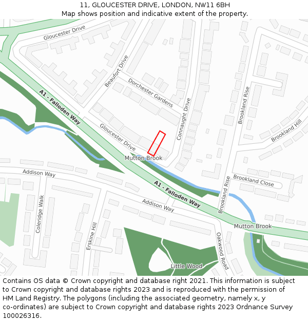 11, GLOUCESTER DRIVE, LONDON, NW11 6BH: Location map and indicative extent of plot