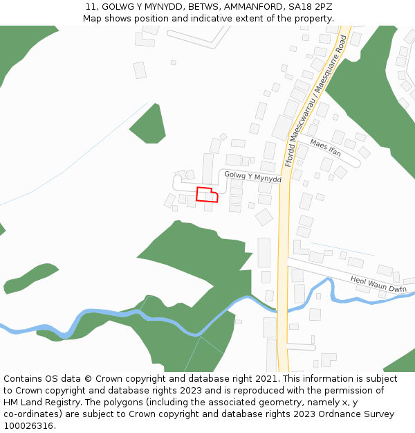 11, GOLWG Y MYNYDD, BETWS, AMMANFORD, SA18 2PZ: Location map and indicative extent of plot