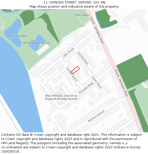 11, GORDON STREET, OXFORD, OX1 4RJ: Location map and indicative extent of plot