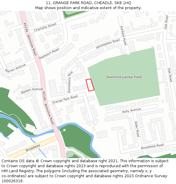 11, GRANGE PARK ROAD, CHEADLE, SK8 1HQ: Location map and indicative extent of plot